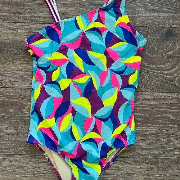 Lands' End Blue Pink One Piece Swimsuit Swimwear Size 14 - Picture 2 of 9